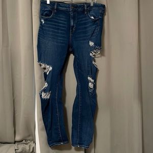 American eagle super distressed high rise